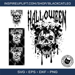 Distressed halloween skull t shirt design vector svg clipart.