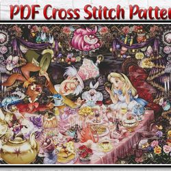 Alice In Wonderland Cross Stitch Pattern / Cheshire Cat PDF Cross Stitch Chart / Counted Disney Cross Stitch Pattern
