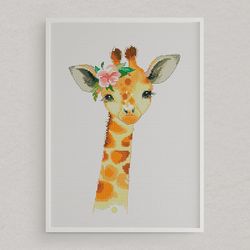 Giraffe cross stitch pattern, Africa cross stitch, Animal cross stitch, Counted cross stitch, Nursery cross stitch