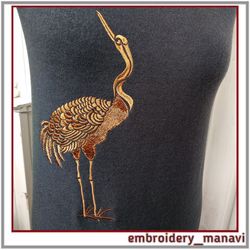Machine embroidery design Crane 1