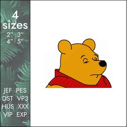 winnie embroidery design, cartoon pooh, memes, 4 sizes