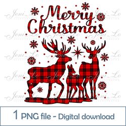Christmas deers 1 PNG file Merry Christmas clipart Christmas reindeer design Buffalo plaid Sublimation Digital Download