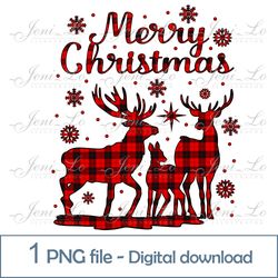 christmas deers 1 png file merry christmas clipart christmas reindeer design buffalo plaid sublimation digital download