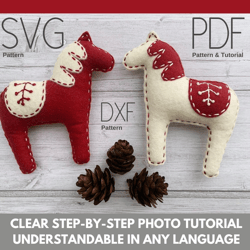 Felt Dala Horse  Christmas ornaments pattern PDF SVG