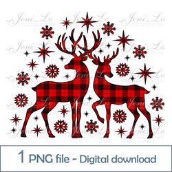 christmas deers 1 png file merry christmas clipart christmas reindeer design two deer sublimation digital download