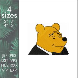 Winnie Embroidery Design, Pooh cartoon, memes, 4 sizes