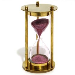 Nautical Brass Sand Timer Hourglass Two Minutes Approx Flow Time Pink Sand