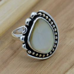 Mother Of Pearl 925 Sterling Silver Ring Handmade Jewelry