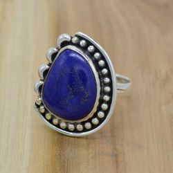 Lapis Lazuli 925 Sterling Silver Ring Handmade Jewelry