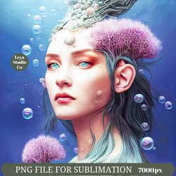 Charming Woman Art.Sublimation Png.Ready-to-print.Fantasy Fairy Tale.Beautiful Fairy Girl.Character Concept.Magic Fairy