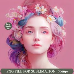 Elegant Woman Art.Sublimation Png.Ready-to-print.Fantasy Fairy Tale.Beautiful Fairy Girl.Character Concept.Magic Fairy