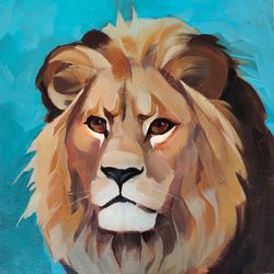 lion head original painting on canvas