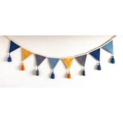 Natural Linen Flag Bunting Banner, Fabric Flag Garland, Pennant Nursery Bunting Garland for Baby Room