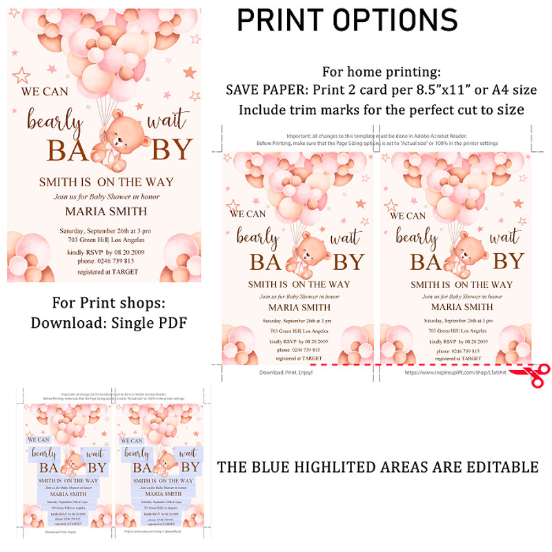 Editable_Baby_Shower_Invitation_Bear_Girl_Pink_Balloons_Both_sides.png