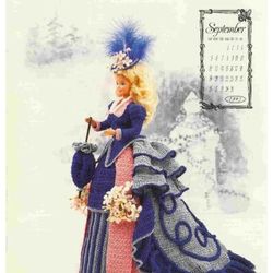 pdf vintage crochet pattern / crochet dress for barbie dolls 11-1 / 2" - miss calendar - miss september
