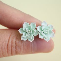 Mint succulent stud earrings.