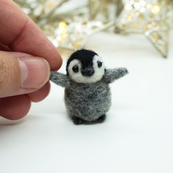 Tiny needle felted penguin, baby penguin