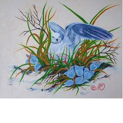 Seagull Painting Birds Nest Original Art Bird Wall Art Animal Acrylic Painting