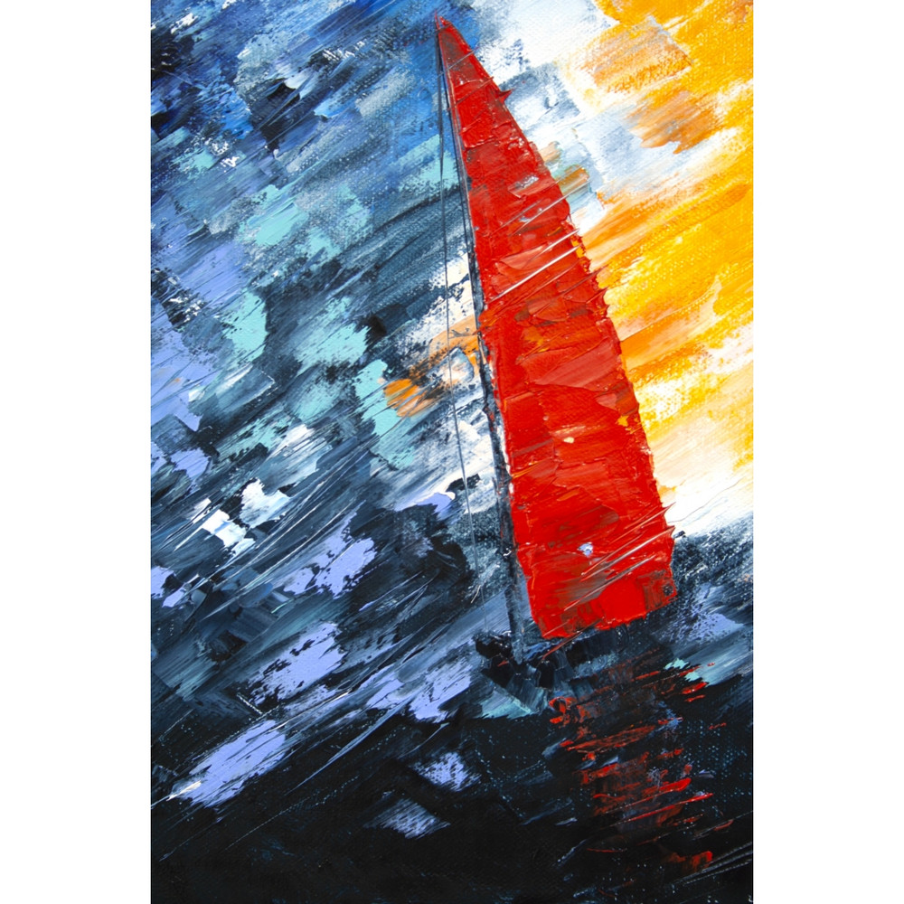 Sailboat-series-Red-corneryacht-sailboat-sea-painting-interior-red-boat-expressionism-Oil-painting-Fine-Art-Modern-Paintings-sunset-MikePhil-sea-oil-painting-Mi