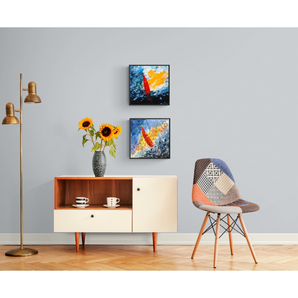 Sailboat-series-Red-corneryacht-sailboat-sea-painting-interior-red-boat-expressionism-Oil-painting-Fine-Art-Modern-Paintings-sunset-MikePhil-sea-oil-painting-Mi