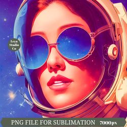 Cool Astronaut Girl Print.Space Sublimation.Astronaut PNG.Galaxy Sublimation.Astronaut Graphic.Astronaut Art.Female canv