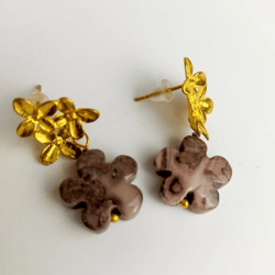 Jasper Flower Earrings Purple Dangle Gemstone Earrings Casual Beaded earrings stud earrings carved jasper earrings boho