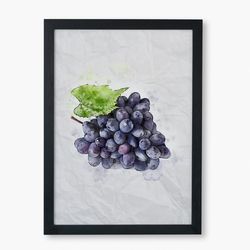 watercolor painting, grape watercolor, wall art, wall poster, digital painting, printable watercolor, digital download