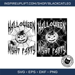 Halloween night party with pumpkin t shirt design vector svg