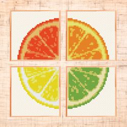 Citrus cross stitch pattern PDF cross stitch Lemon Lime cross stitch Kitchen decor DIY Orange cross stitch