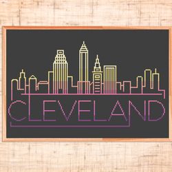 Cleveland cross stitch pattern PDF cross stitch City skyline cross stitch Housewarming Instant download