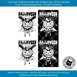 pumpkin on crossed knives halloween t shirt design svg png