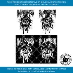 grunge halloween skull in hat t shirt design vector svg.