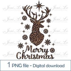 Christmas deer 1 PNG file Leopard print Merry Christmas clipart Christmas reindeer design Sublimation Digital Download
