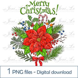 Christmas Poinsettia 1PNG file Merry Christmas clipart Christmas flower design Christmas Decoration Sublimation Download