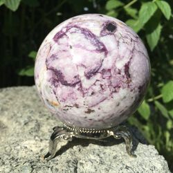 Kammererite Sphere 75 mm Crystal Sphere Purple Stone Ball Chlinochlore  by UralMountainsFinds
