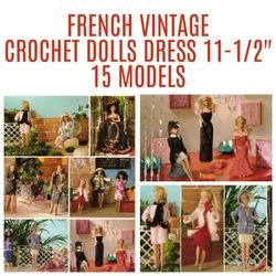 PDF Barbie Dolls 11-1/2" Vintage Crochet Pattern - FRENCH PDF FORMAT
