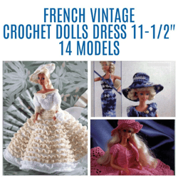 PDF Barbie Dolls 11-1/2" Vintage Crochet Pattern - FRENCH PDF FORMAT