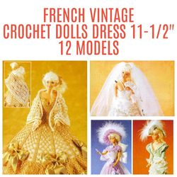 PDF Barbie Dolls 11-1/2" Vintage Crochet Pattern - FRENCH PDF