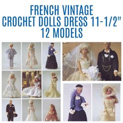 PDF Barbie Dolls 11-1/2" Vintage Crochet Pattern - FRENCH PDF