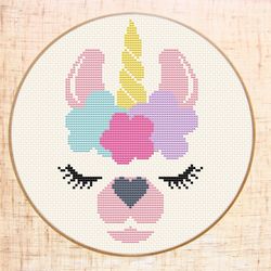 cute cross stitch pattern nursery cross stitch llamacorn llama cross stitch unicorn funny cross stitch