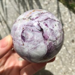kammererite sphere 64 mm purple stone sphere rare mineral chlinochlore ball by uralmountainsfinds