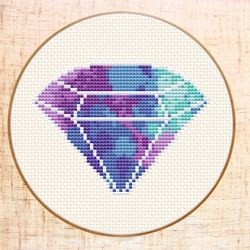 Diamond cross stitch pattern Modern cross stitch PDF Crystal embroidery Birthstone cross stitch Gemstone Amethyst