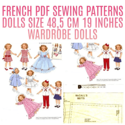 pdf barbie dolls 11-1/2" and ken dolls 12" vintage sewing pattern