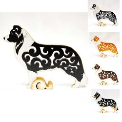 Statuette Border Collie, figurine made of wood