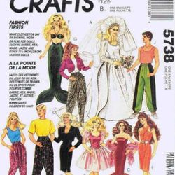 PDF Barbie Dolls 11-1/2" and Dolls 12-1/2" Vintage Sewing Pattern