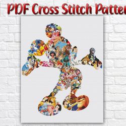 Mickey Mouse Cross Stitch Pattern / Large Disney Cross Stitch Pattern / Cartoon Cross Stitch Pattern / Instant PDF Chart