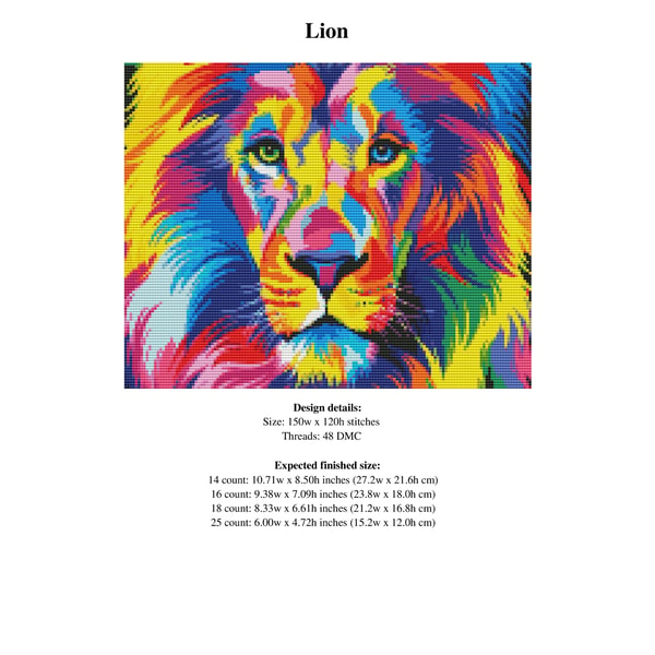Lion Cross Stitch Pattern / Animal Cross Stitch Pattern / Ab | Inspire ...