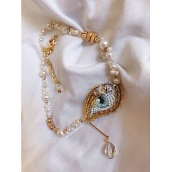 Beaded Necklace, Crystal Necklace, Eye Necklace, Women Jewelry, Beaded Choker
