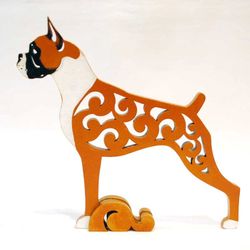Figurine Boxer statuette docked ears and tail made of wood (MDF), hand-painted with acrylic and metallic paint