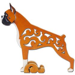 figurine boxer statuette docked ears and tail made of wood (mdf), hand-painted with acrylic and metallic paint